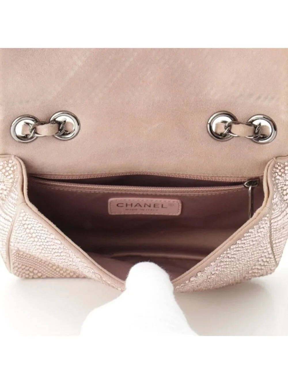 Chanel Rhinestone CC Logo Turnlock Swarovski Chain Shoulder Bag Pink